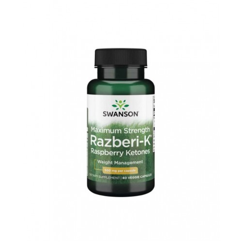 SWANSON MAXIMUM STRENGTH RAZBERI-K RASPBERRY KETONES / СУОНСЪН МАЛИНОВИ КЕТОНИ МАКСИМАЛНА СИЛА 500 МГ КАПС. Х 60