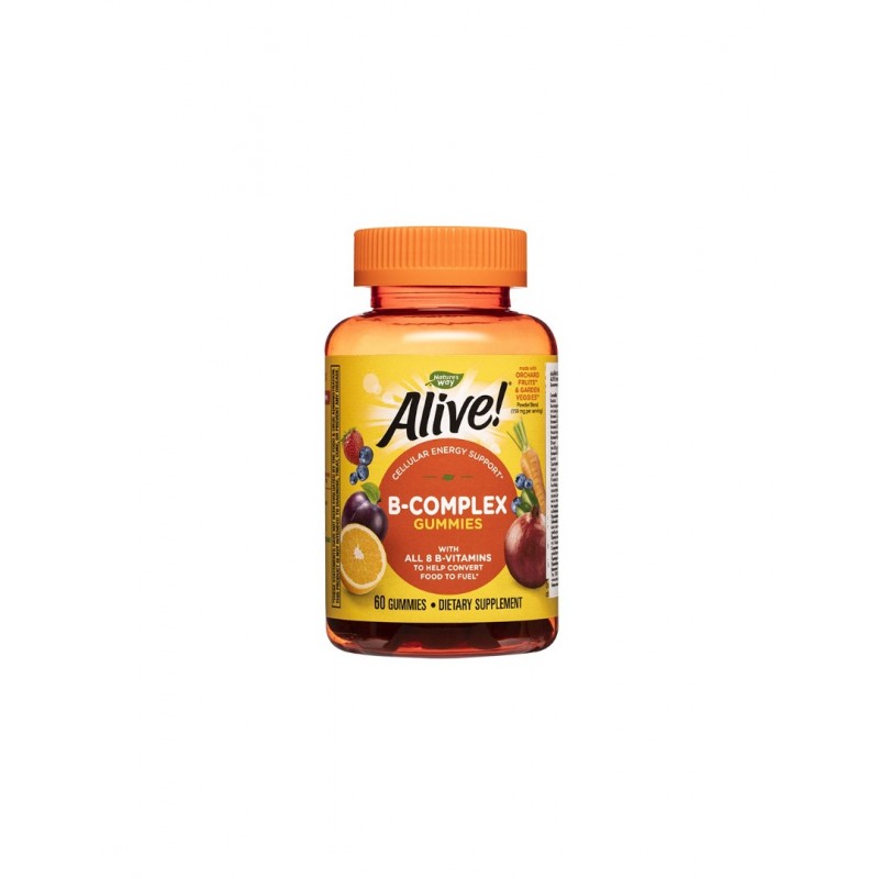 NATURE'S WAY ALIVE! CELLULAR ENERGY SUPPORT B-COMPLEX GUMMIES / ВИТАМИНИ B-КОМПЛЕКС ЖЕЛИРАНИ ТАБЛ. Х60 NATURE'S WAY ALIVE! CELLULAR ENERGY SUPPORT B-COMPLEX GUMMIES / ВИТАМИНИ B-КОМПЛЕКС ЖЕЛИРАНИ ТАБЛ. Х60