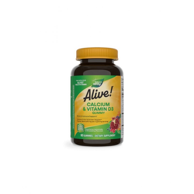 NATURE'S WAY ALIVE! CALCIUM + VITAMIN D3 GUMMIES / КАЛЦИЙ + ВИТАМИН D3 ЖЕЛИРАНИ ТАБЛ. Х60