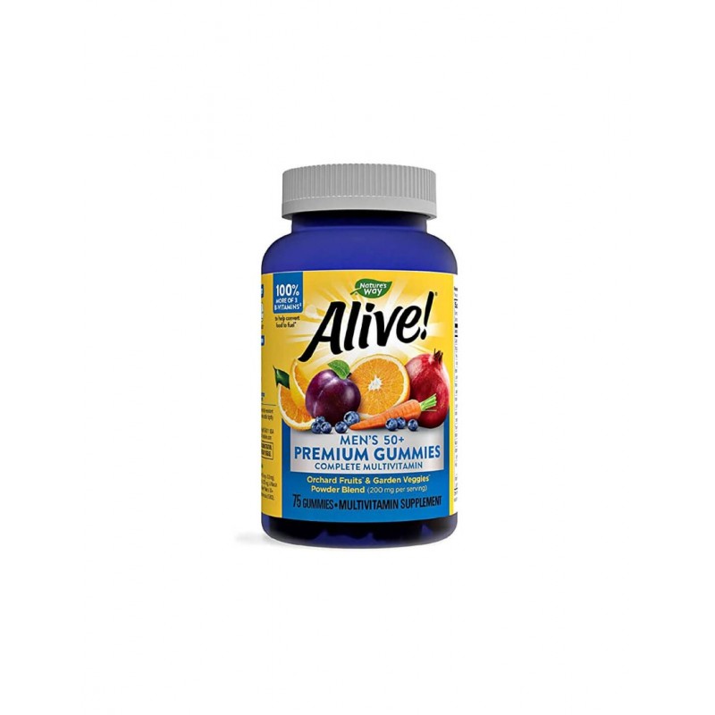 NATURE'S WAY ALIVE! MEN'S 50+ PREMIUM MULTIVITAMIN GUMMIES /  МУЛТИВИТАМИНИ ЗА МЪЖЕ 50+ ЖЕЛИРАНИ ТАБЛ. Х75