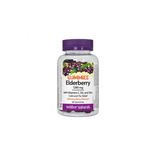 WEBBER NATURALS GUMMIES ELDERBERRY / ЧЕРЕН БЪЗ + ВИТАМИН C D3 ЦИНК ГЪМИ ЖЕЛИРАНИ ТАБЛ. Х 60