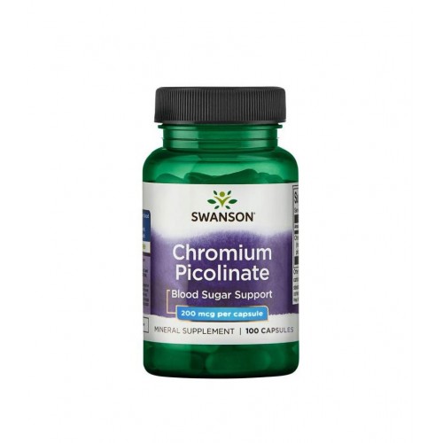 SWANSON CHROMIUM PICOLINATE / СУОНСЪН ХРОМ ПИКОЛИНАТ 200 МКГ КАПС. Х 100