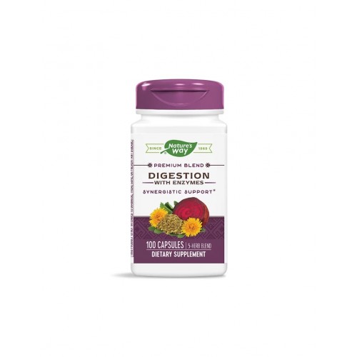 NATURE'S WAY PREMIUM BLEND DIGESTION WITH ENZYMES / ПРЕМИУМ ФОРМУЛА ЗА СТОМАШЕН КОМФОРТ С ЕНЗИМИ КАПС. Х100
