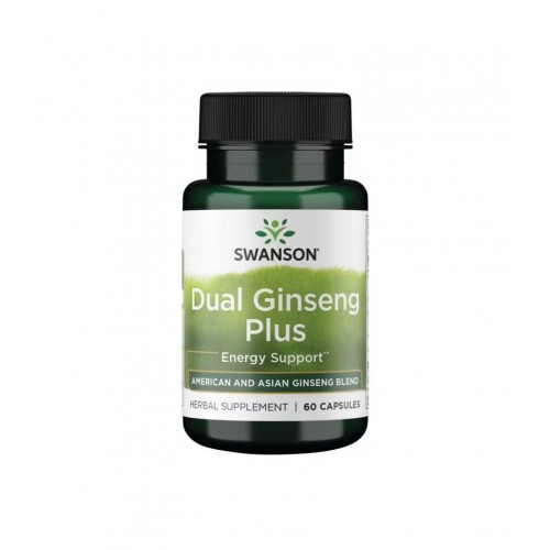SWANSON DUAL GINSENG PLUS / СУОНСЪН ДВОЕН ЖЕНШЕН ПЛЮС 395 МГ КАПС. Х 60