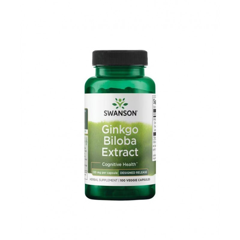 SWANSON DELAYED RELEASE STANDARDIZED GINKGO / СУОНСЪН ГИНКО БИЛОБА ЕКСТРАКТ 120 МГ КАПС. Х 100