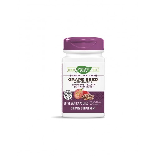 NATURE'S WAY PREMIUM BLEND GRAPE CEED WITH VITAMIN C / ГРОЗДОВО СЕМЕ + ВИТАМИН C 100МГ КАПС. Х30 NATURE'S WAY PREMIUM BLEND GRAPE CEED WITH VITAMIN C / ГРОЗДОВО СЕМЕ + ВИТАМИН C 100МГ КАПС. Х30