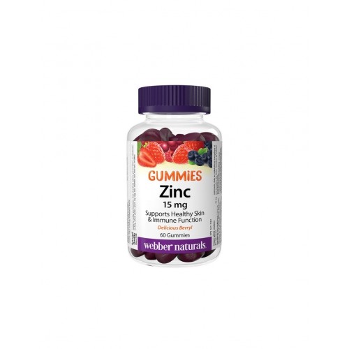 WEBBER NATURALS GUMMIES ZINC / ЦИНК ГЛЮКОНАТ ГЪМИ 15МГ ЖЕЛИРАНИ ТАБЛ. Х 60