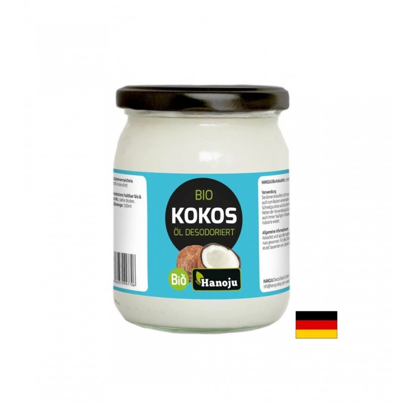 HANOJU KOKOS OL BIO / КОКОСОВО МАСЛО (ДЕЗОДОРИРАНО) НЕУТРАЛЕН ВКУС И ВИСОКА ТЕРМИЧНА СТАБИЛНОСТ 500 МЛ HANOJU KOKOS OL BIO / КОКОСОВО МАСЛО (ДЕЗОДОРИРАНО) НЕУТРАЛЕН ВКУС И ВИСОКА ТЕРМИЧНА СТАБИЛНОСТ 500 МЛ