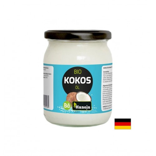 HANOJU KOKOS OL BIO / МАСЛО (НЕРАФИНИРАНО) ПОДХОДЯЩО ЗА ГОТВЕНЕ И БАЛАНСИРАНО ХРАНЕНЕ 500 МЛ