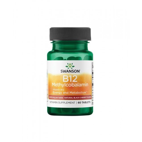 SWANSON METHYLCOBALAMIN HIGH ABSORPTION B-12 / СУОНСЪН МЕТИЛКОБАЛАМИН ВИТАМИН B-12 ТАБЛЕТКИ ЗА СМУЧЕНЕ С ВКУС НА ЧЕРЕША 2.5 МГ ТАБЛ. Х 60