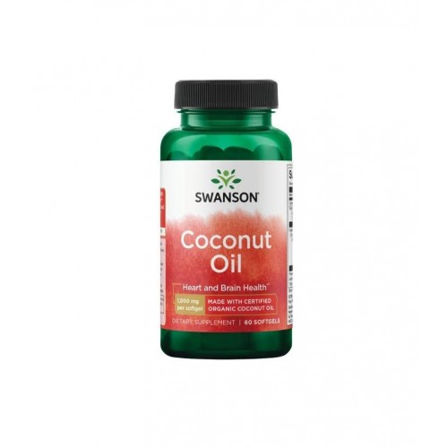 SWANSON CERTIFIED ORGANIC COCONUT OIL / СУОНСЪН СЕРТИФИЦИРАНО ОРГАНИЧНО КОКОСОВО МАСЛО 1000 МГ КАПС. X 60