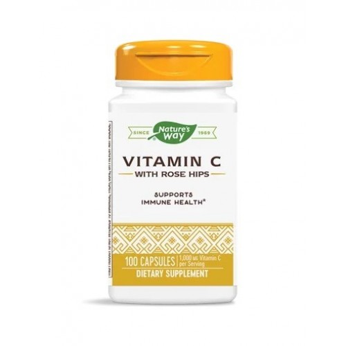 NATURE'S WAY VITAMIN C WITH ROSE HIPS / ВИТАМИН C + ШИПКА 500МГ КАПС. Х100