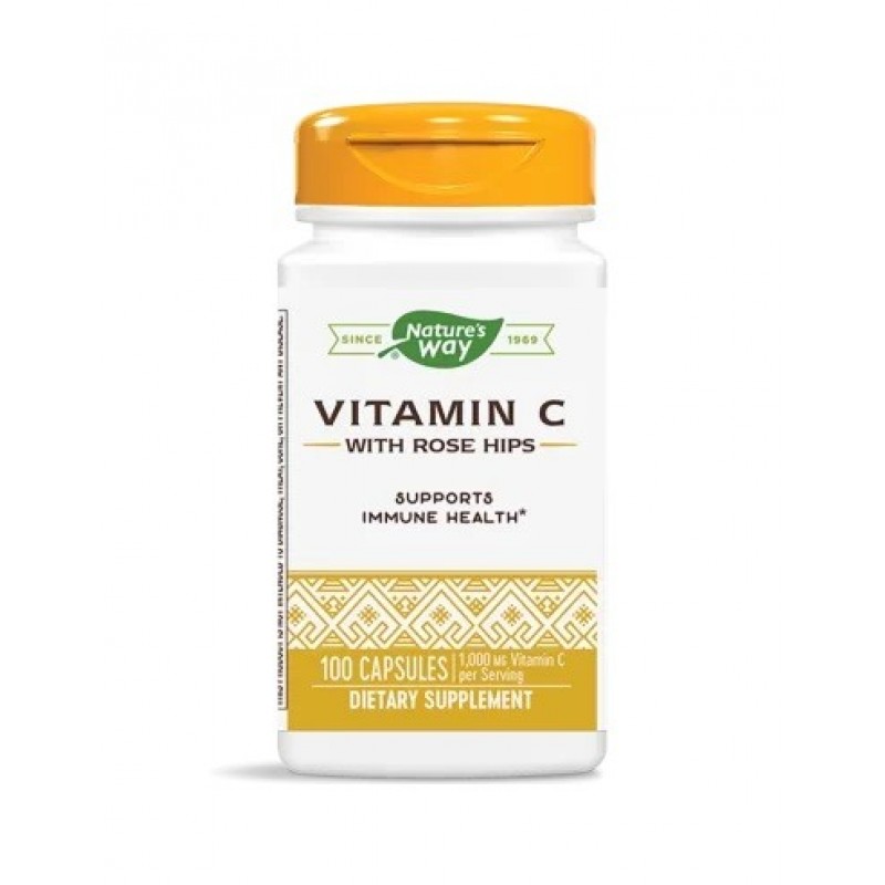 NATURE'S WAY VITAMIN C WITH ROSE HIPS / ВИТАМИН C + ШИПКА 500МГ КАПС. Х100