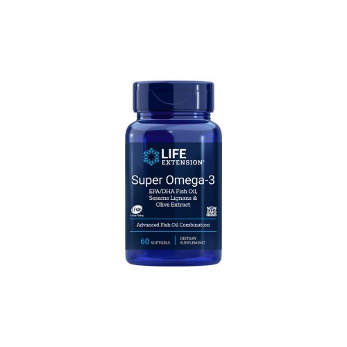 LIFE EXTENSION / OMEGA-3 EPA/DHA WITH SESAME LIGNANS OLIVE EXTRACT / СУПЕР ОМЕГА-3 (С ЛИГНАН ОТ СУСАМ И ЕКСТРАКТ ОТ МАСЛИНА) СОФТГЕЛ КАПС. X60