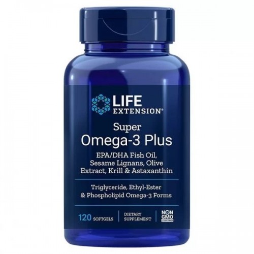 LIFE EXTENSION / OMEGA-3 SESAME LIGNANS OLIVE EXTRACT KRILL / СУПЕР ОМЕГА-3 + КРИЛ, АСТАКСАНТИН, ЛИГНАН ОТ СУСАМ И ЕКСТРАКТ ОТ МАСЛИНА) СОФТГЕЛ КАПС. X120