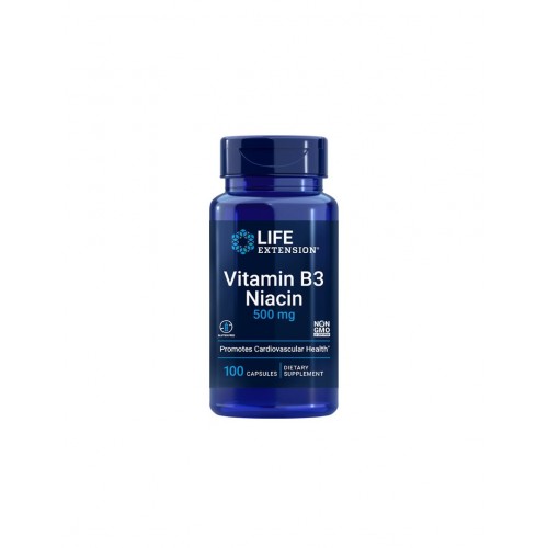 LIFE EXTENSION / VITAMIN B3 NIACIN / ВИТАМИН В3 (НИАЦИН) 500МГ КАМС. X100