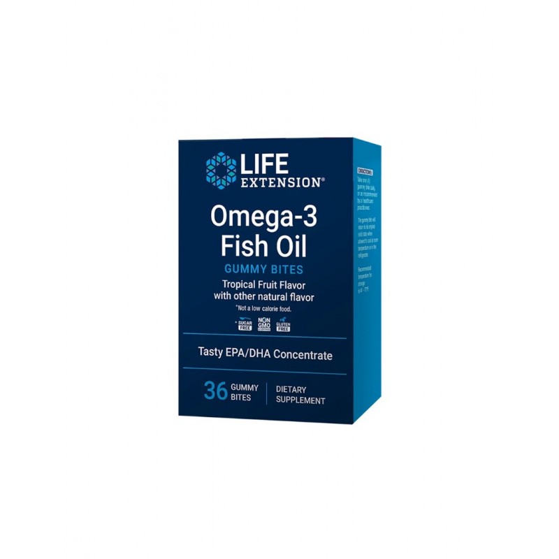 LIFE EXTENSION / OMEGA-3 FISH OIL GUMMY BITES / ОМЕГА-3 ГЪМИ 750МГ (EPA 300 mg DHA 225 mg) ЖЕЛИРАНИ ТАБЛ. X36 LIFE EXTENSION / OMEGA-3 FISH OIL GUMMY BITES / ОМЕГА-3 ГЪМИ 750МГ (EPA 300 mg DHA 225 mg) ЖЕЛИРАНИ ТАБЛ. X36
