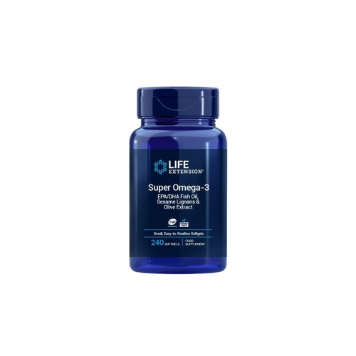 LIFE EXTENSION / OMEGA-3 EPA/DHA FISH OIL, SESAME LIGNANS OLIVE EXTRACT / СУПЕР ОМЕГА-3 (С ЛИГНАН ОТ СУСАМ И ЕКСТРАКТ ОТ МАСЛИНА) СОФТГЕЛ КАПС. X240