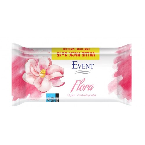 EVENT / МОКРИ ПОЧИСТВАЩИ КЪРПИ ЗА РЪЦЕ FLORA MAGNOLIA БР. X15 1+1