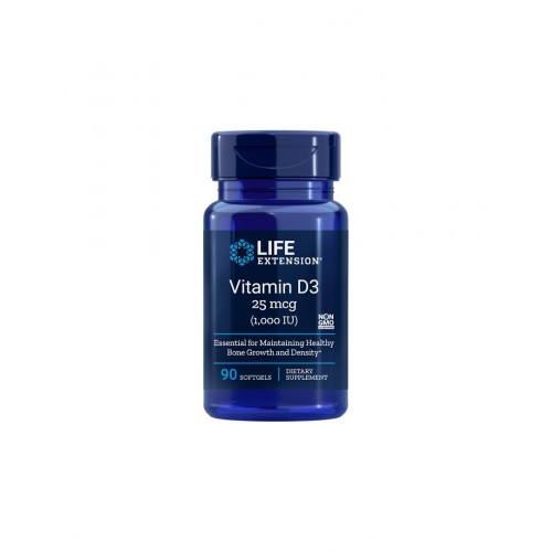 LIFE EXTENSION / VITAMIN D3 1000 IU / ВИТАМИН D3 СОФТГЕЛ КАПС. X90