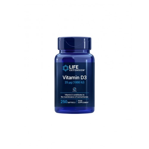 LIFE EXTENSION / VITAMIN D3 25µg 1000 IU / ВИТАМИН D3 25µg 1000 IU СОФТГЕЛ КАПС. X250