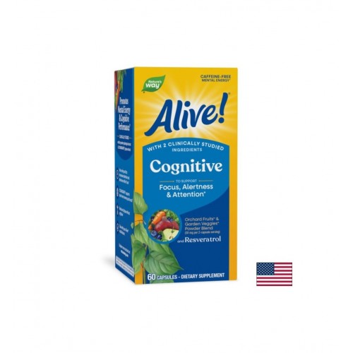 NATURE'S WAY ALIVE COGNITIVE / АЛАЙВ ПАМЕТ И КОНЦЕНТРАЦИЯ КОГНИТИВНА ФУНКЦИЯ И ФОКУС КАПС. X 60
