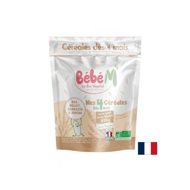 LA MANDORLE BEBE M MES 4 CEREALES / КАША С 4 ЗЪРНЕНИ КУЛТУРИ, БИО ЗА БЕБЕТА 4 + МЕСЕЦА 220 ГР