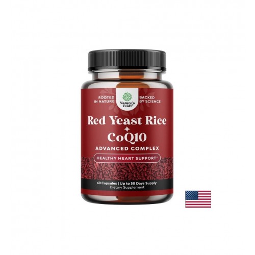 NATURE'S CRAFT RED YEAST RICE + COQ10 / ЧЕРВЕН ОРИЗ (ДРОЖДИ) 600 МГ + КОЕНЗИМ Q10 50 МГ ХОЛЕСТЕРОЛ И СЪРДЕЧНО ЗДРАВЕ КАПС. X 60