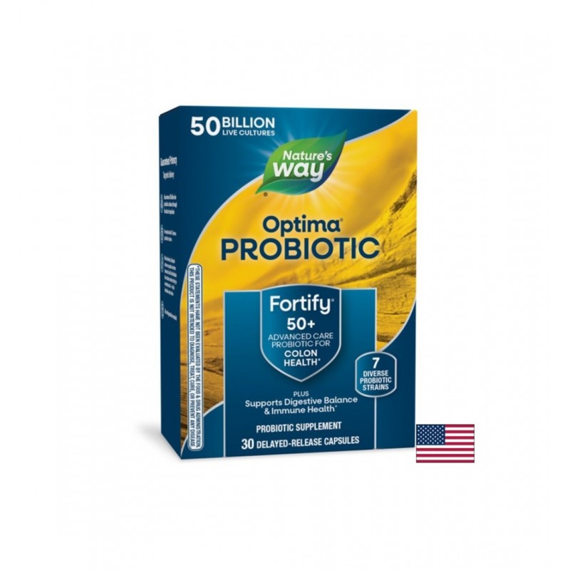 NATURE'S WAY OPTIMA PROBIOTIC FORTIFY OPTIMA AGE 50+ / ФОРТИФАЙ ОПТИМА 50+ – 50 МЛРД. АКТИВНИ ПРОБИОТИЦИ 7 ЩАМА ЗА ХОРА НАД 50 Г. V КАПС. X 30 NATURE'S WAY OPTIMA PROBIOTIC FORTIFY OPTIMA AGE 50+ / ФОРТИФАЙ ОПТИМА 50+ – 50 МЛРД. АКТИВНИ ПРОБИОТИЦИ 7 ЩАМА ЗА ХОРА НАД 50 Г. V КАПС. X 30