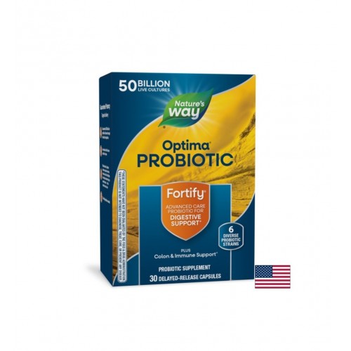 NATURE'S WAY OPTIMA PROBIOTIC FORTIFY DIGESTIVE SUPPORT / ФОРТИФАЙ ОПТИМА ПОДКРЕПА ЗА ХРАНОСМИЛАНЕТО 50 МЛРД. АКТИВНИ ПРОБИОТИЦИ, 6 ЩАМА V КАПС. X 30 NATURE'S WAY OPTIMA PROBIOTIC FORTIFY DIGESTIVE SUPPORT / ФОРТИФАЙ ОПТИМА ПОДКРЕПА ЗА ХРАНОСМИЛАНЕТО 50 МЛРД. АКТИВНИ ПРОБИОТИЦИ, 6 ЩАМА V КАПС. X 30