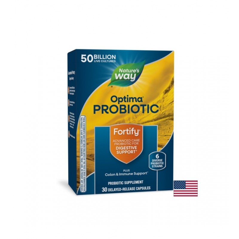 NATURE'S WAY OPTIMA PROBIOTIC FORTIFY DIGESTIVE SUPPORT / ФОРТИФАЙ ОПТИМА ПОДКРЕПА ЗА ХРАНОСМИЛАНЕТО 50 МЛРД. АКТИВНИ ПРОБИОТИЦИ, 6 ЩАМА V КАПС. X 30 NATURE'S WAY OPTIMA PROBIOTIC FORTIFY DIGESTIVE SUPPORT / ФОРТИФАЙ ОПТИМА ПОДКРЕПА ЗА ХРАНОСМИЛАНЕТО 50 МЛРД. АКТИВНИ ПРОБИОТИЦИ, 6 ЩАМА V КАПС. X 30