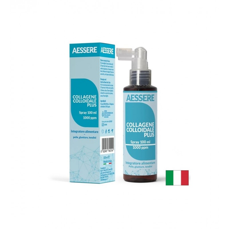 AESSERE COLLAGENE COLLOIDALE PLUS SPRAY / КОЛОИДЕН КОЛАГЕН 1000 PPM КОЖА, КОСА, НОКТИ И СТАВИ ~33 ДОЗИ, 100 МЛ СПРЕЙ