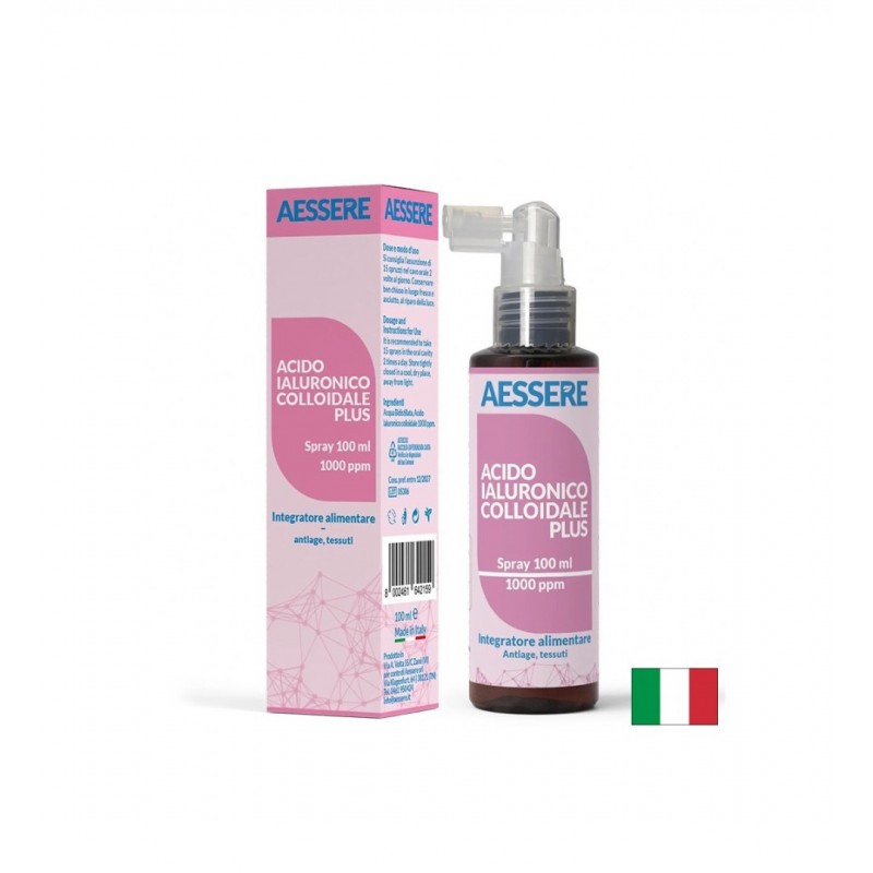 AESSERE ACIDO LALURONICO COLLOIDALE PLUS SPRAY / КОЛОИДНА ХИАЛУРОНОВА КИСЕЛИНА 1000 PPM КОЖА И СТАВИ ~33 ДОЗИ, 100 МЛ СПРЕЙ AESSERE ACIDO LALURONICO COLLOIDALE PLUS SPRAY / КОЛОИДНА ХИАЛУРОНОВА КИСЕЛИНА 1000 PPM КОЖА И СТАВИ ~33 ДОЗИ, 100 МЛ СПРЕЙ