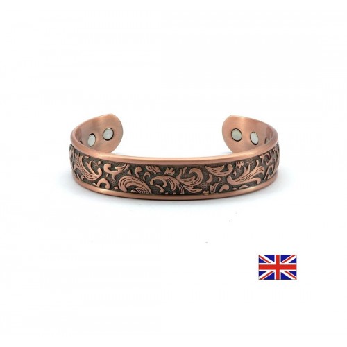 POWER HEALTH MAGNETIC BRACELET ETCHED LEAF DESIGN / МАГНИТНА ГРИВНА РЕЛЕФЕН ЛИСТ СПОКОЙСТВИЕ И ПРИРОДЕН БАЛАНС ( РАЗМЕР M, 16.5 СМ. ) 1 БР