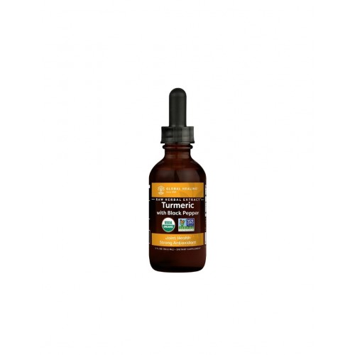GLOBAL HEALING RAW HERBAL EXTRACT TURMERIC WITH BLACK PEPPER / КУРКУМА С ЧЕРЕН ПИПЕР КАПКИ 59.2МЛ