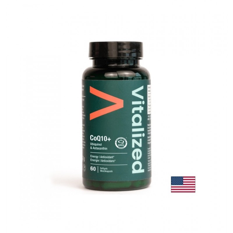 VITALIZED COQ10+ UBIQUINOL ASTAXANTHIN / КОЕНЗИМ Q10 УБИКВИНОЛ 100 МГ С АСТАКСАНТИН ЗА СЪРЦЕТО И КЛЕТЪЧНА ЗАЩИТА СОФТГЕЛ КАПС. X 60