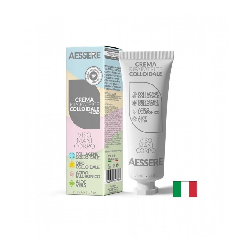 AESSERE CREMA RIPARATRICE COLLOIDALE / ВЪЗСТАНОВЯВАЩ КРЕМ С КОЛОИДНО ЗЛАТО И КОЛАГЕН ПОДХРАНВАНЕ И РЕГЕНЕРАЦИЯ НА КОЖАТА 150 МЛ