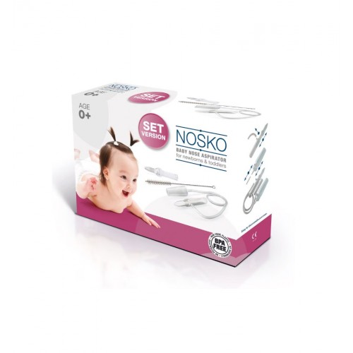 ABO PHARMA NOSKO NASAL ASPIRATOR / НОСКО БЕБЕ СЕТ АСПИРАТОР ЗА НОС+ЧЕТКА