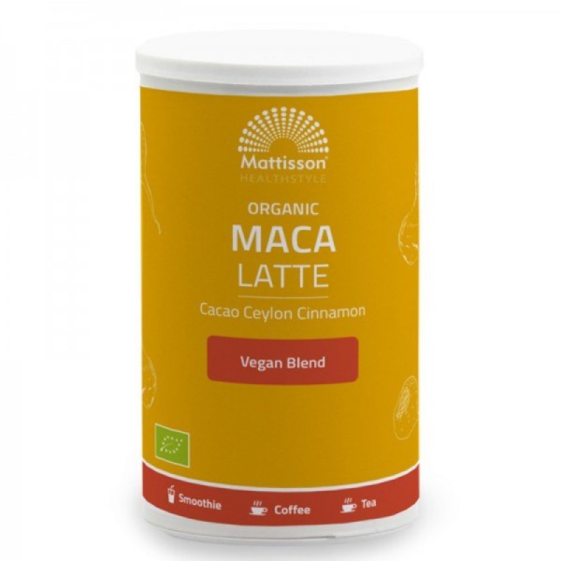 MATTISSON HEALTHSTYLE / ORGANIC MACA LATTE CACAO CEYLON CINNAMON / БИО ЛАТЕ С КАКАО, МАКА, ЛУКУМА И ЦЕЙЛОНСКА КАНЕЛА ПРАХ 160ГР