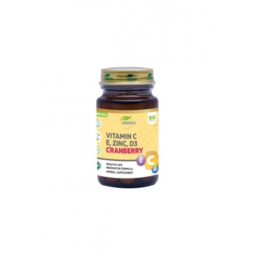 GREWIA VITAMIN C + VITAMIN E + ZINK + VITAMIN D3 + CRANBERRY / ИНОВАТИВНА ФОРМУЛА В ПОДКРЕПА ЗА СИЛЕН ИМУНИТЕТ ТАБЛ. Х90 GREWIA VITAMIN C + VITAMIN E + ZINK + VITAMIN D3 + CRANBERRY / ИНОВАТИВНА ФОРМУЛА В ПОДКРЕПА ЗА СИЛЕН ИМУНИТЕТ ТАБЛ. Х90