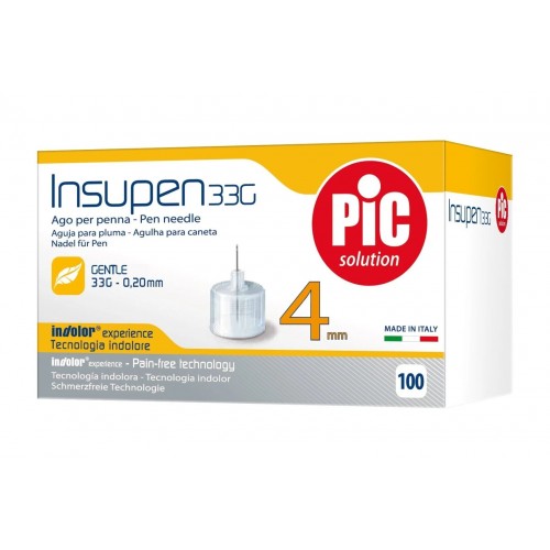 PIC SOLUTION INSUPEN 33G / ИГЛА ЗА ИНСУЛИНОВА ПИСАЛКА 33Г (4ММ) Х100 PIC SOLUTION INSUPEN 33G / ИГЛА ЗА ИНСУЛИНОВА ПИСАЛКА 33Г (4ММ) Х100