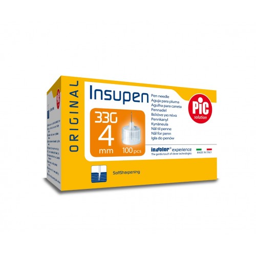 PIC SOLUTION INSUPEN 33G / ИГЛА ЗА ИНСУЛИНОВА ПИСАЛКА 33Г (4ММ) Х100