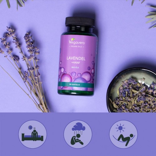 Vegavero Lavendel + Hanf Bio-öle / Био масло от Лавандула и Коноп х 90 капсули