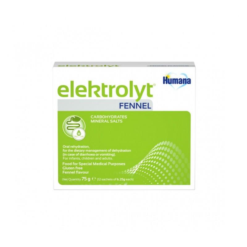 HUMANA ELEKTROLYT FENNEL / ЕЛЕКТРОЛИТ С ВКУС НА КОПЪР САШЕТА Х12