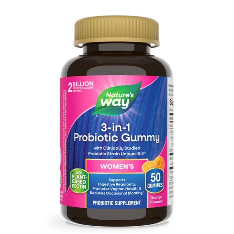 NATURE'S WAY 3 IN 1 PROBIOTIC GUMMY / ПРОБИОТИК ЗА ЖЕНИ 1 МЛРД. АКТИВНИ ПРОБИОТИЦИ ЖЕЛИРАНИ ТАБЛ. X50 С ВКУС НА ПОРТОКАЛ