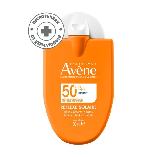 AVENE EAU THERMALE REFLEXE SOLAIRE / АВЕН ФЛУИД ЗА ЛИЦЕ И ТЯЛО ЗА ЦЯЛОТО СЕМЕЙСТВО SPF50+ 30МЛ