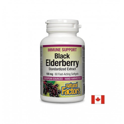 NATURAL FACTORS BLACK ELDERBERRY STANDARDIZED EXTRACT / ЧЕРЕН БЪЗ (СТАНДАРТИЗИРАН ЕКСТРАКТ) 100 МГ СОФТГЕЛ КАПС. X 60 NATURAL FACTORS BLACK ELDERBERRY STANDARDIZED EXTRACT / ЧЕРЕН БЪЗ (СТАНДАРТИЗИРАН ЕКСТРАКТ) 100 МГ СОФТГЕЛ КАПС. X 60
