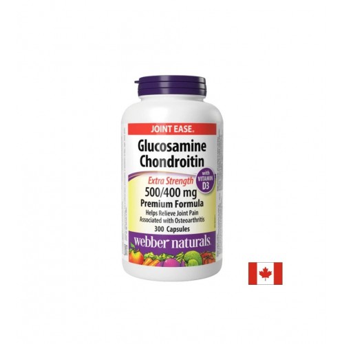 WEBBER NATURALS / ГЛЮКОЗАМИН 1500МГ + ХОНДРОИТИН 1200МГ + ВИТАМИН D3 25 µG ПОДДЪРЖА ПОДВИЖНОСТТА НА СТАВИТЕ И КОСТНАТА ПЛЪТНОСТ КАПС. Х 300