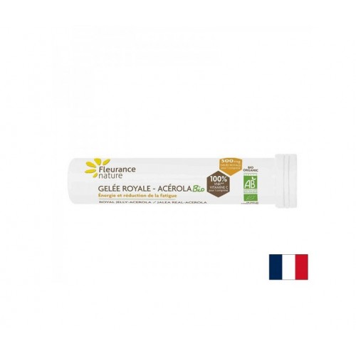 FLEURANCE NATURE GELEE ROYALE ACEROLA BIO / БИО ПЧЕЛНО МЛЕЧИЦЕ И АЦЕРОЛА (НАТУРАЛЕН ВИТАМИН С)  С ВКУС НА МЕД И ЛИМОН ДЪВЧАЩИ ТАБЛ. X 15