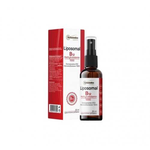 HERBAMEDICA LIPOSOMAL B12 / ЛИПОЗОМАЛЕН B12 МЕТИЛКОБАЛАМИН 1000 МКГ СПРЕЙ 30 МЛ HERBAMEDICA LIPOSOMAL B12 / ЛИПОЗОМАЛЕН B12 МЕТИЛКОБАЛАМИН 1000 МКГ СПРЕЙ 30 МЛ